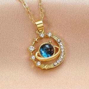 Celestial Moon & Stars Pendant Necklace